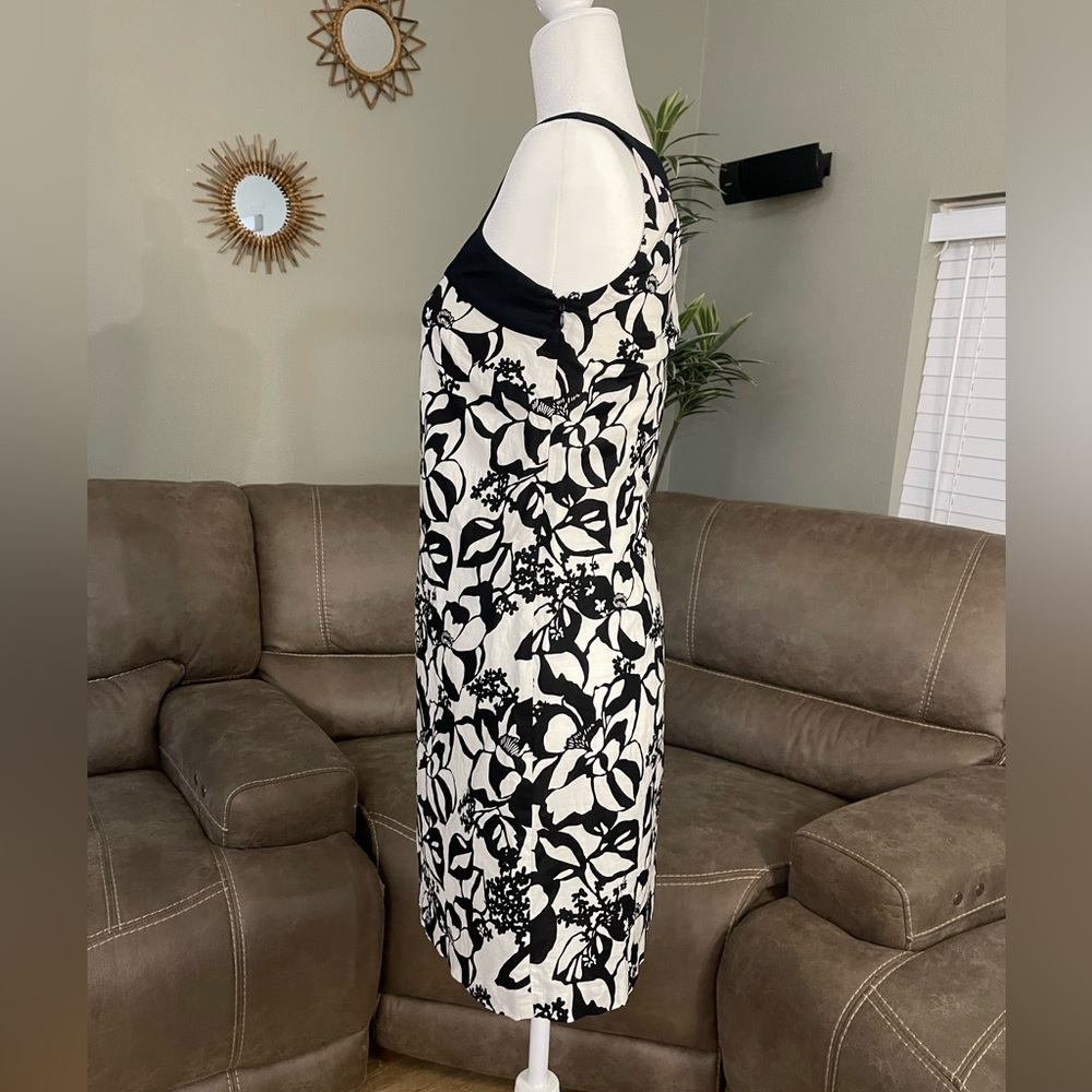 Ann Taylor LOFT Sleeveless Black White Floral Career Chic Dress Work Sz 2 Fall - Picture 4 of 9